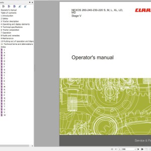 CLAAS NEXOS 260-220 XL A69 Operators Assembly Technical Repair Manual