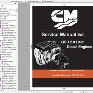 Cummins Mercruiser QSD-2.0 Liter Diesel Engine Service Manual SM-07170