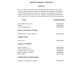 Daewoo B15S-5 to BC20SC-5 Service Manuals SB4232E00