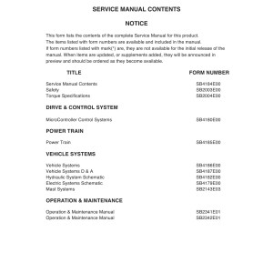 Daewoo B15T-5 to B20X-5 Service Manuals SB4184E00