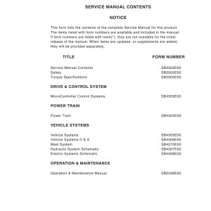 Daewoo B40X-5 to B50X-5 Service Manuals SB4302E00