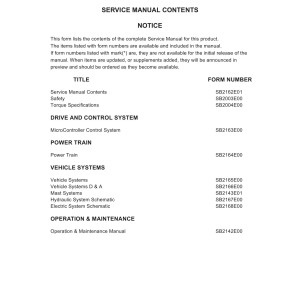 Daewoo BC15T to BC20T Service Manuals SB2162E01