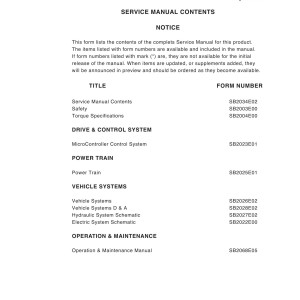 Daewoo BC20S to B30S-2 Service Manuals SB2034E02