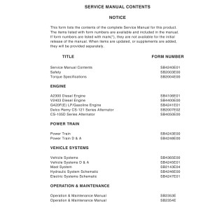 Daewoo D15S-5 to GC20S-5 Service Manuals SB4240E01