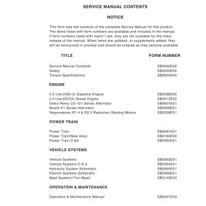Daewoo D15S to G18S Service Manuals SB2060E02