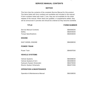Daewoo D20A-3 to D30A-3 Service Manuals SB4065E00