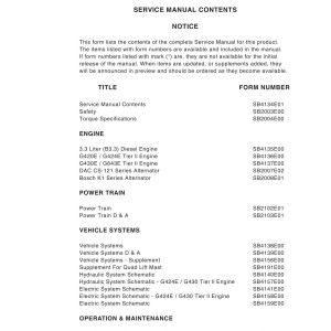 Daewoo D20S-3 to D33S-3 Service Manuals SB4133E01
