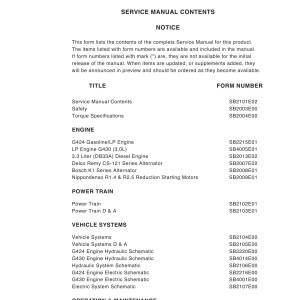 Daewoo D20S-3 to GC30P-3 Service Manuals SB2101E02