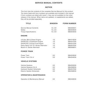 Daewoo D20S-5 to G35C-5 Service Manuals SB4250E01