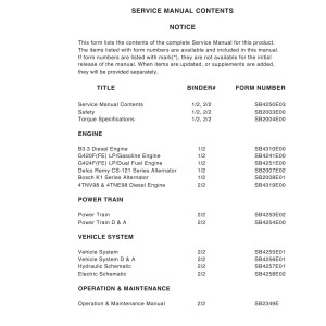 Daewoo D20S-5 to G35C-5 Service Manuals SB4250E03