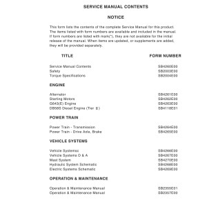 Daewoo D35S-5 to GC55C-5 Service Manuals SB4259E00