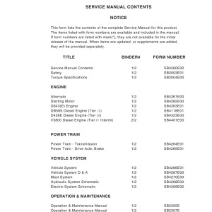 Daewoo D35S-5 to GC55C-5 Service Manuals SB4260E02