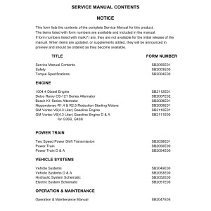 Daewoo D35S D40S Service Manuals SB2055E01