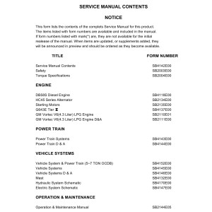 Daewoo D50S-2 to G70S-2 Service Manuals SB4142E00