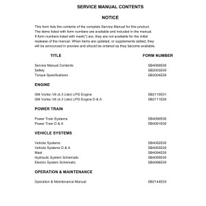 Daewoo G50S-2 to G70S-2 Service Manuals SB4089E00