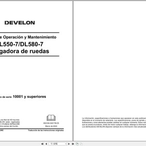 Develon DL550-7 DL580-7 Operation Maintenance Manual 950106-03217B-ES ES