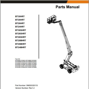 Dingli BT24 26 28 30HRT BT26 28 30SHRT BT24 26 28BHRT Parts Manual SM032220115 Rev1.2