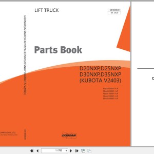 Doosan D20NXP D25NXP D30NXP D33NXP D35NXP Parts Book SB1800E00 2020