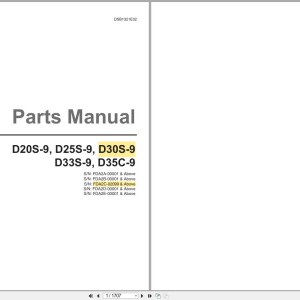 Doosan D20S-9 D25S-9 D30S-9 D33S-9 D35C-9 Parts Manual DSB1321E02