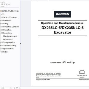 Doosan DX235LC-5 DX235NLC-5 Operation and Maintenance Manual 950106-01116CEU
