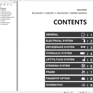 Doosan B20T(X)7 B15T-7 Electric Schematic Service Operation & Maintenance Manual SB4449E00