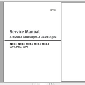 Doosan D Series G Series Electric Schematic Service Operation & Maintenance Manual SB4250E07