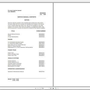 Doosan D15S D18S G15S G18S Electric Schematic Service Operation & Maintenance Manual SB2067E00