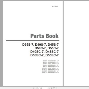 Doosan D35S-7 D40S-7 D45S-7 D50C-7 D55C-7 D40SC-7 D45SC-7 D50SC-7 D55SC-7 Part Book SB1176E02