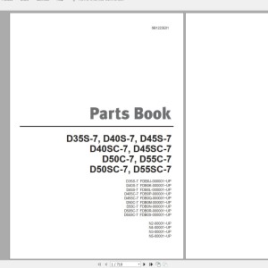 Doosan D35S-7 D40S-7 D45S-7 D50C-7 D55C-7 D40SC-7 D45SC-7 D50SC-7 D55SC-7 Part Book SB1223E01