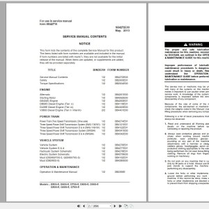 Doosan D50S-5 D70S-5 D80S-5 D90S-5 G60S-5 G70S-5 Electric Schematic Service Operation & Maintenance Manual SB4271E