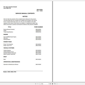 Doosan D50S D60S D70S Electric Schematic Service Operation & Maintenance Manual SB2131E00