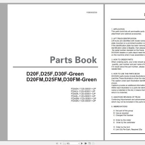 Doosan D20F D25F D30F D20FM D25FM D30FM Part Book YSB3002E