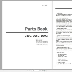 Doosan D20G D25G D30G Part Book SB1110E02
