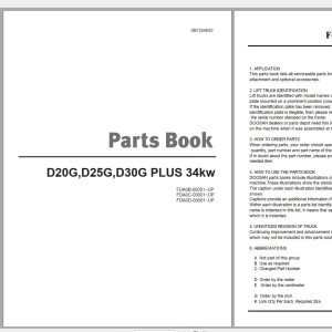 Doosan D20G D25G D30G Yanmar Tier 3 34KW Part Book SB1254E00