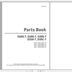 Doosan D20S-7 D25S-7 D30S-7 D33S-7 D35C-7 Part Book SB1243E02