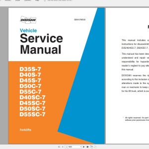 Doosan D35 40 45S-7 D50 55C-7 D40 45 50 55SC-7 NEW OPC Vehicle Service Manual SB4479E00
