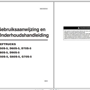 Doosan D50S-5 G70S-5 Instructions Maintenance Manual SB2356D02