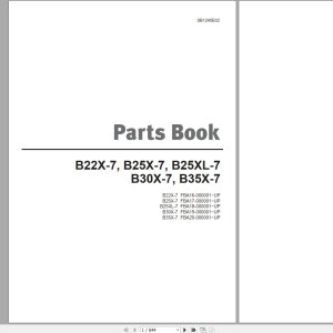Doosan B22X-7 B25X-7 B25XL-7 B30X-7 B35X-7 Part Book SB1240E02