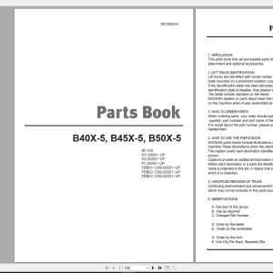 Doosan B40X-5 B45X-5 B50X-5 Part Book SB1085E04