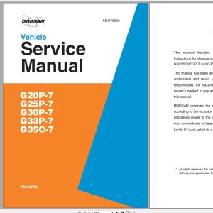 Doosan G20P-7 G25P-7 G30P-7 G33P-7 G35C-7 Service Manual SB4475E00