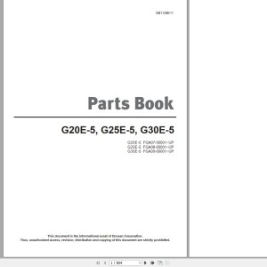 Doosan G20E-5 G25E-5 G30E-5 Part Book SB1128E11