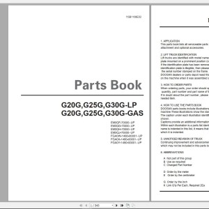 Doosan G20G G25G G30G-LP GAS Part Book YSB1108E