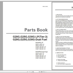 Doosan G20G G25G G30G-LP GAS Part Book YSB1121E