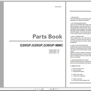 Doosan G20GP G25GP G30GP-MMC Part Book SB1257E00