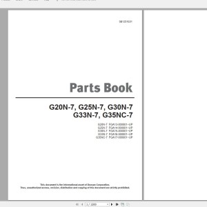 Doosan G20N-7 G25N-7 G30N-7 G33N-7 G35NC-7 Part Book SB1251E01