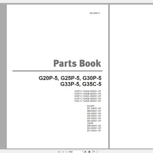 Doosan G20P-5 G25P-5 G30P-5 G33P-5 G35C-5 Part Book SB1095E15