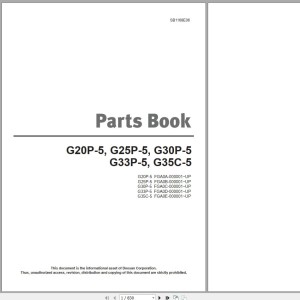 Doosan G20P-5 G25P-5 G30P-5 G33P-5 G35C-5 Part Book SB1168E06