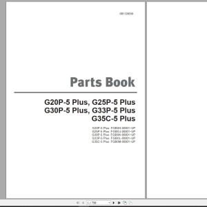 Doosan G20P-5 Plus G25P-5 Plus G30P-5 Plus G33P-5 Plus G35C-5 Plus Part Book SB1129E09