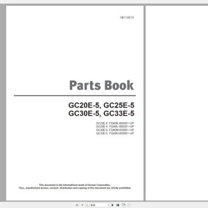 Doosan GC20E-5 GC25E-5 GC30E-5 GC33E-5 Part Book SB1133E10