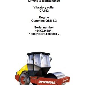 Dynapac CA152 Operation and Maintenance Manual
